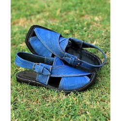 Blue Stitched Denim Stylish Peshawari Sandal AK-2746